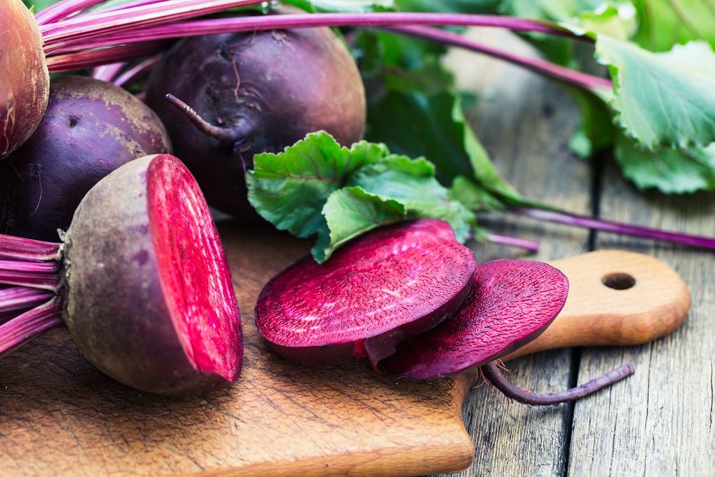 sliced beets on the chopping board