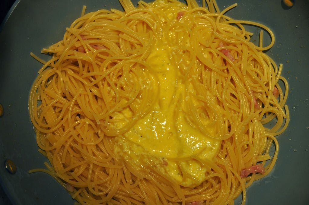 Add the egg and cheese