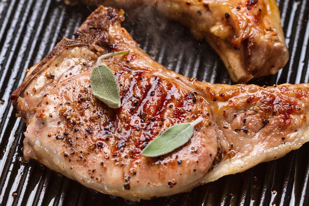 pork chops on the grill