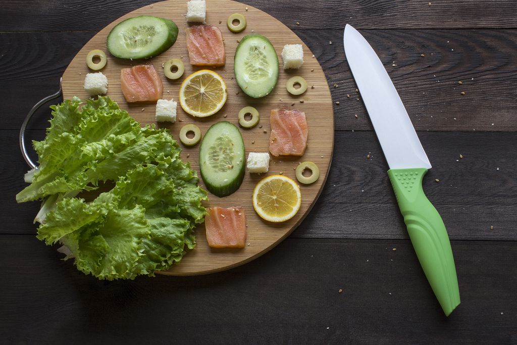 Vegetables on the chopping board and a Ceramic Knives
