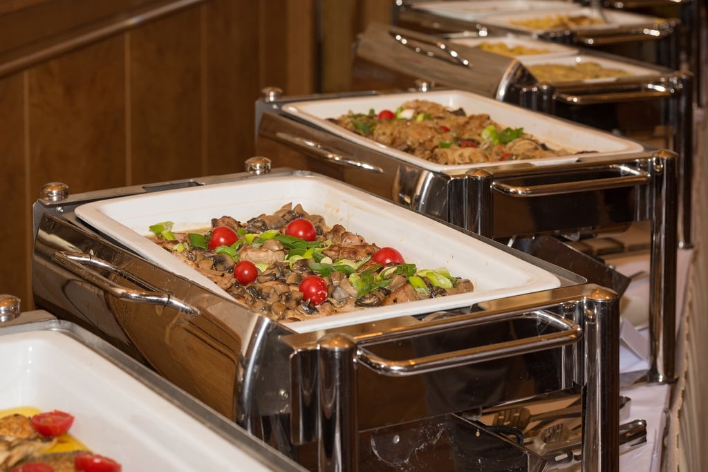 Warming Trays with food