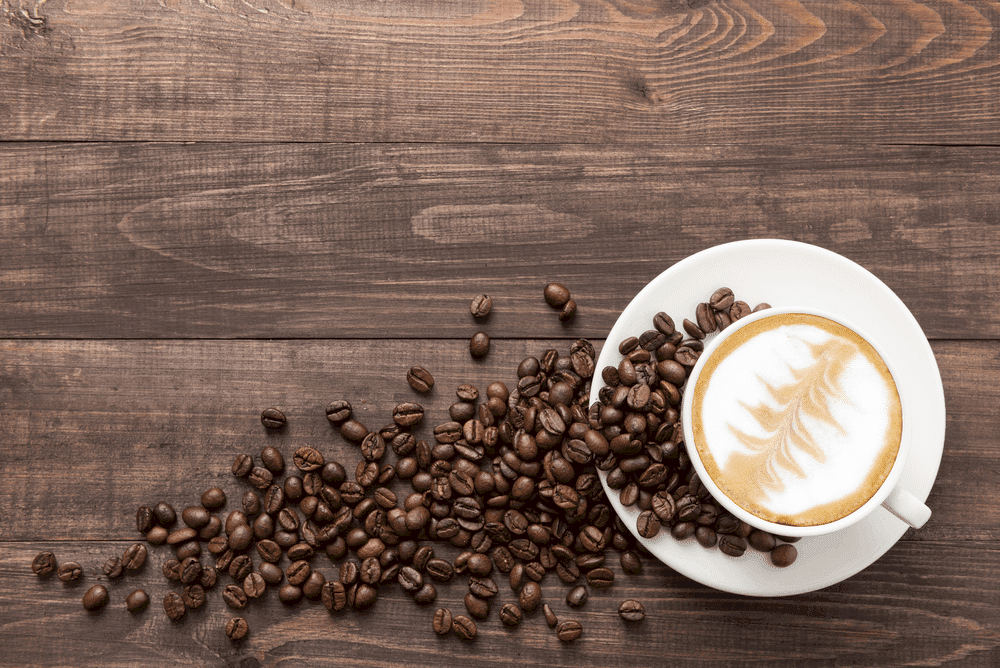 Coffee cup and coffee beans
