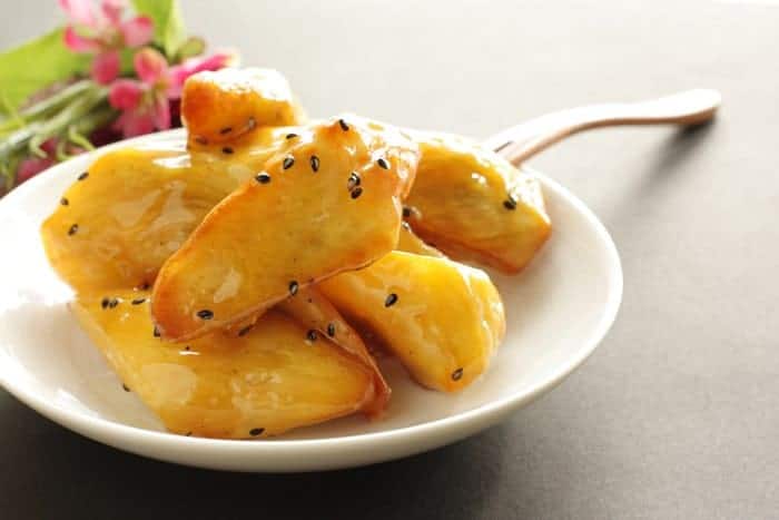 White sweet potatoes with mirin and honey