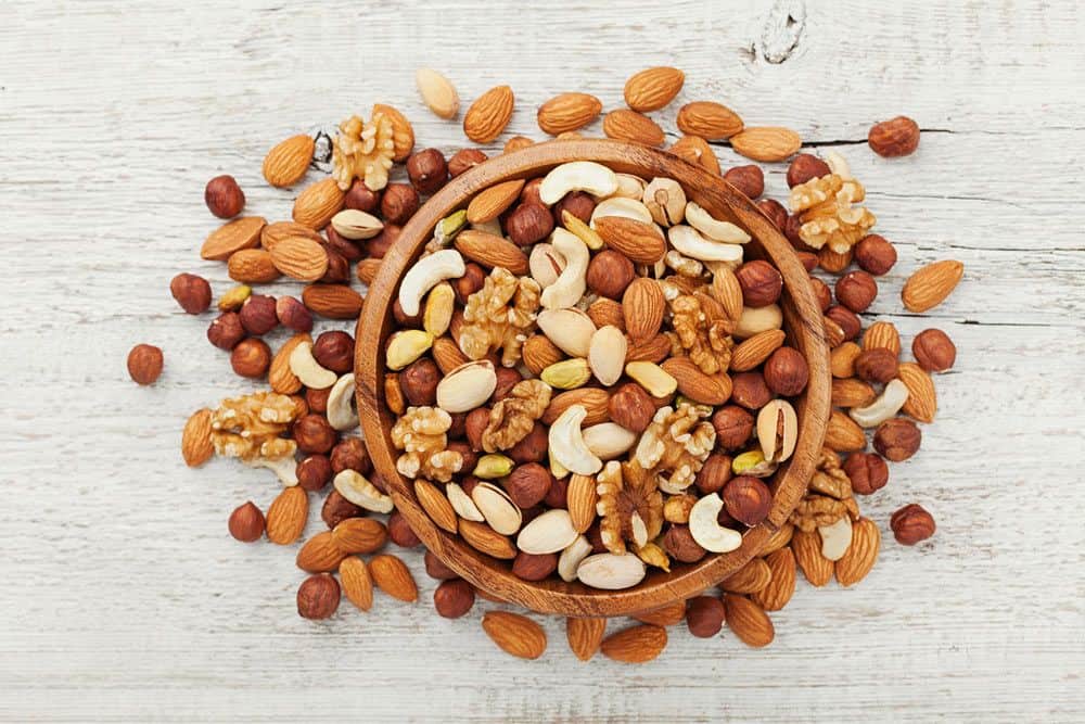 a mixture of nuts on the table