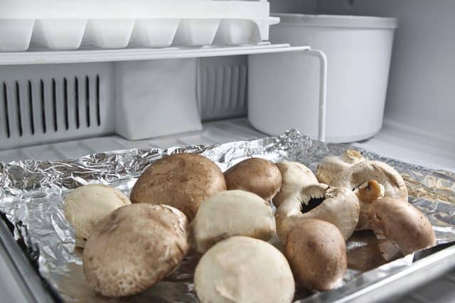 Frozen Mushrooms in the fridge