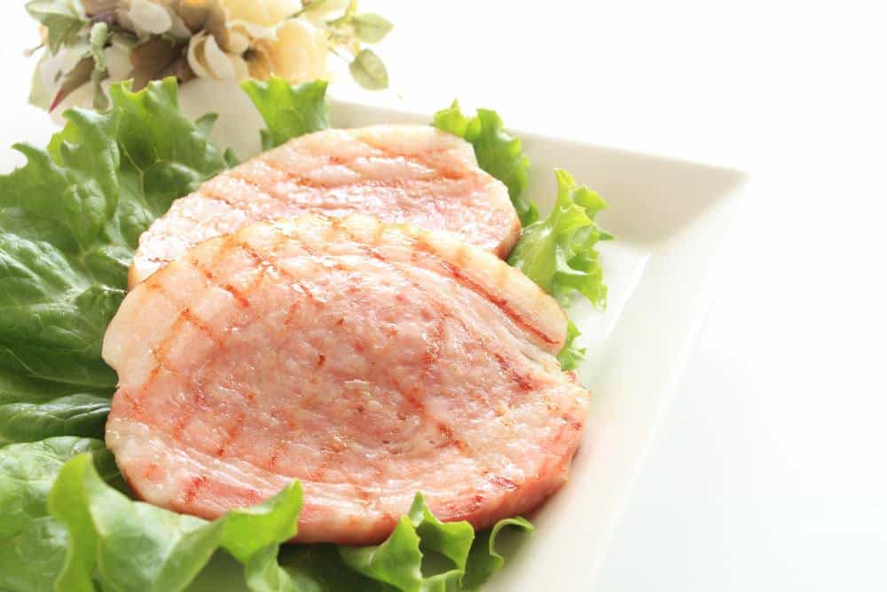 Fried Ham Steak and vegetables
