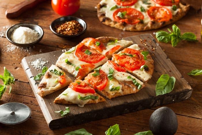 Mediterranean Flatbreads on the chopping board