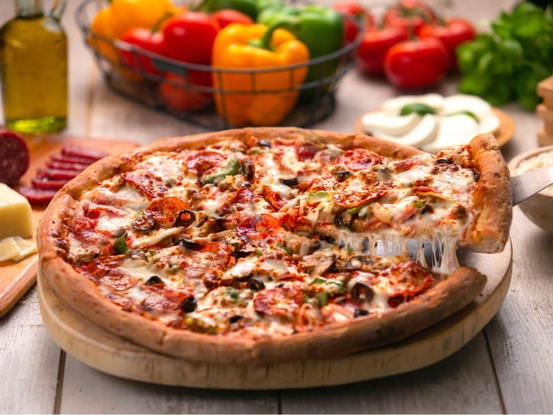 Toppings on Supreme Pizza