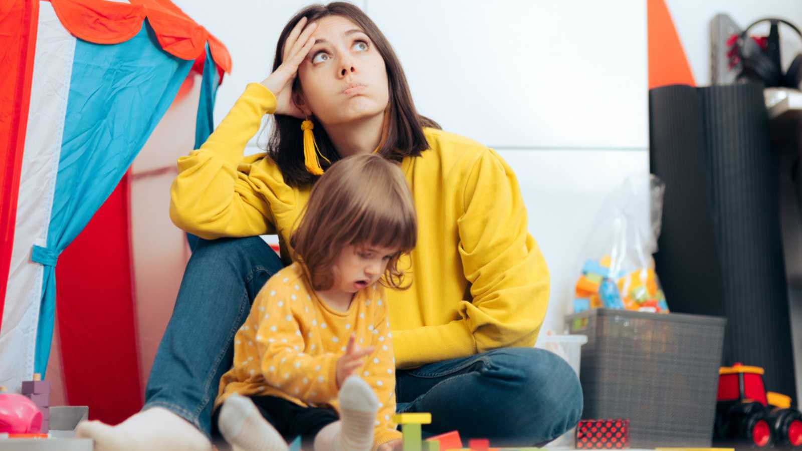 Babysitting woman feeling tired