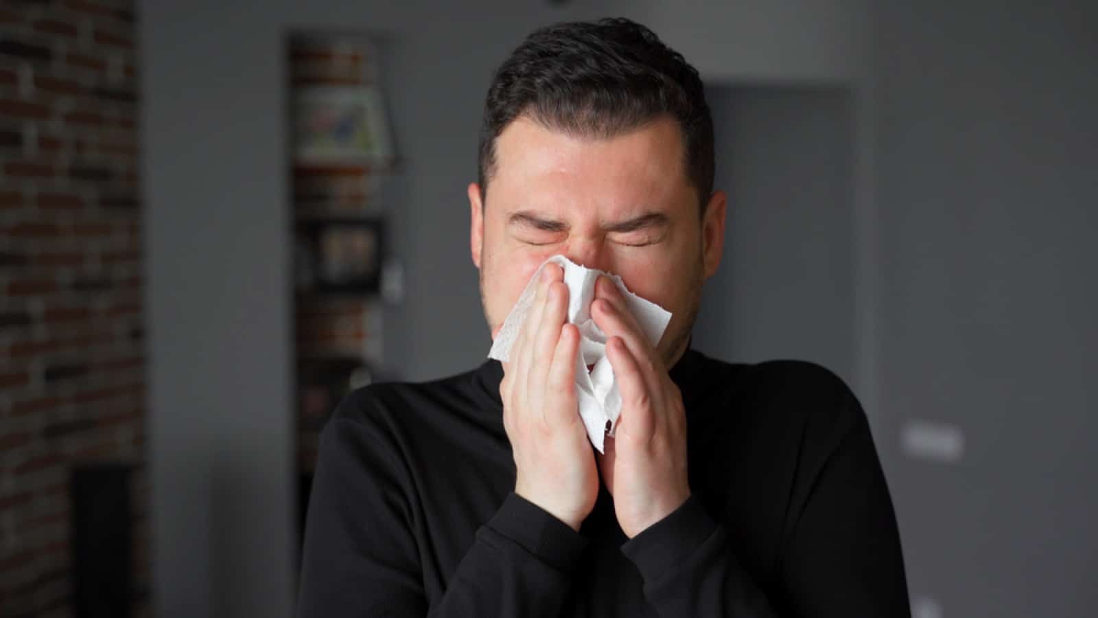 Man sneezing