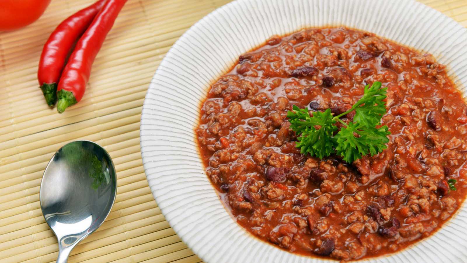 chili with peppers and beans