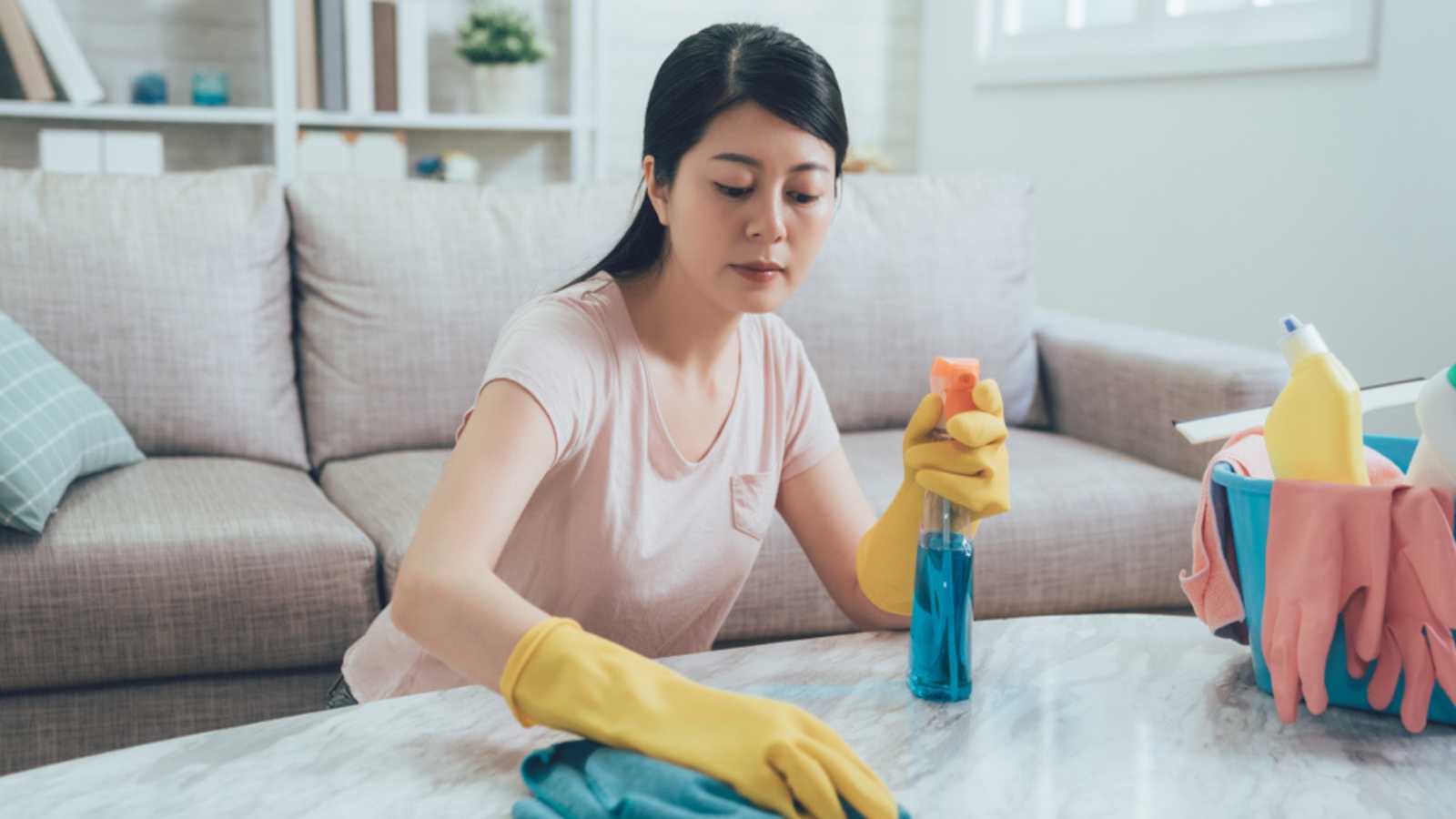 Woman cleaning house