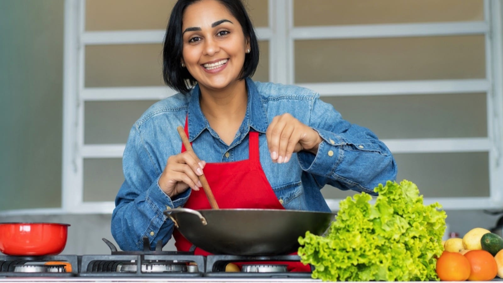 Latin American woman cooking